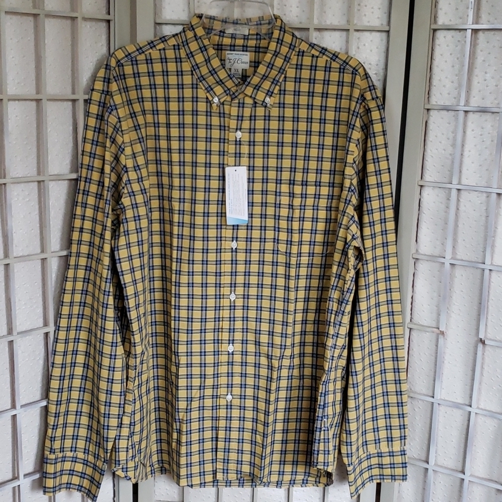 J.crew nwt yellow and gray long sleeve button down mens shirt size L